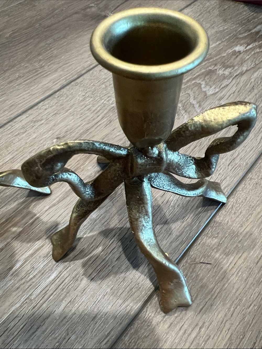 Gold Ribbon Bow Candle Holders - Decorative Home Accent - Picture 3 of 7
